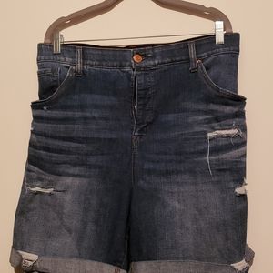 5 pocket distressed jean shorts